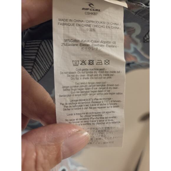 Rip Curl Hawaiian Shirt Blue Mens Light Blue Pink Floral Short Sleeve Sz L - Picture 6 of 8